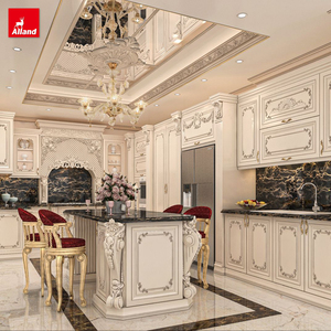 Mobile da <span class=keywords><strong>Cucina</strong></span> Moderno di Lusso in Stile Country Francese <span class=keywords><strong>Vintage</strong></span> Elegante Verde Salvia Alland con Maniglie, Rubinetto e Isola in Marmo - Product Image 4