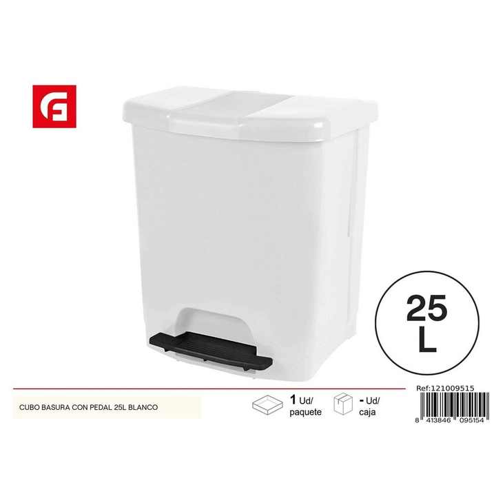 White pedal bin 25L - Plastic containers for the home