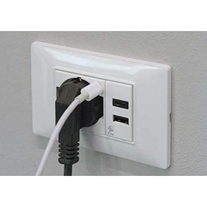 4 prises murales Schuko P40 avec port USB Type C 3.0A, plastique blanc, mise à la terre standard, 230V - Product Image 3