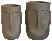 Nouveaux pots de fleurs en fibre de verre écologiques au design élégant, revêtement poudré, visage souriant, trou de drainage, plusieurs couleurs disponibles, pour jardin et maison