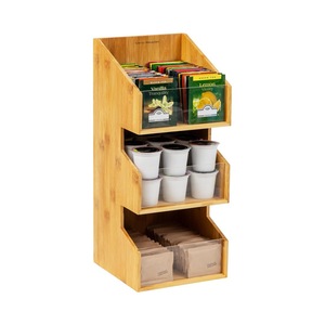 Mind Reader Bamboo Desktop Organizer 3 Tier Wooden <b>Storage</b> Rack For Snacks Tea Coffee <b>File</b> Trays - Product Image 4