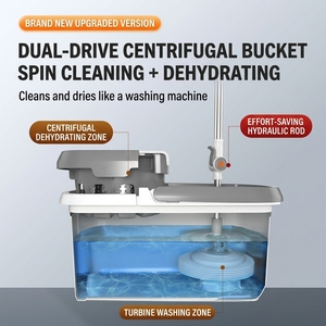 Système de déshydratation centrifuge turbo à double entraînement mains libres, essorage facile, essoreuse automatique <span class=keywords><strong>pour</strong></span> nettoyage humide et sec, serpillière rotative <span class=keywords><strong>pour</strong></span> sols - Product Image 2