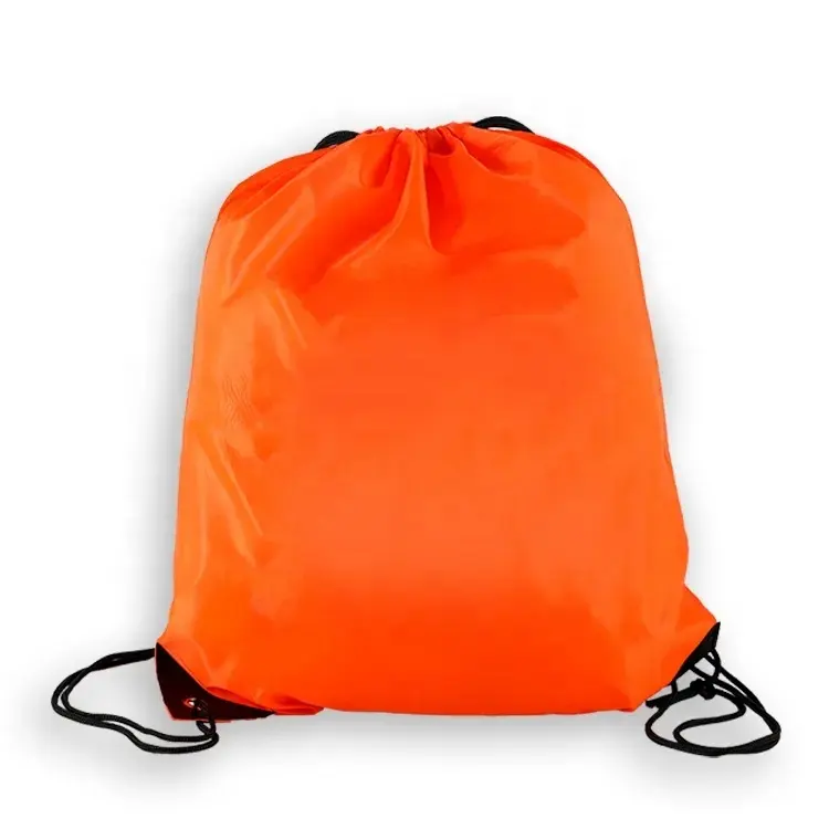 Toptan özelleştirilmiş Logo baskılı su geçirmez promosyon Polyester naylon dükkanı spor spor ve sırt çantası İpli çanta
