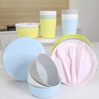 Ensemble de vaisselle en plastique pour bébés et enfants, assiettes, bols, tasses, plats, pour le dîner