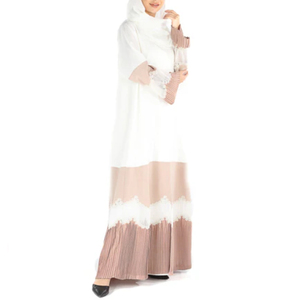 Abaya LEDUO cómoda, blanca, de organza transpirable, larga hasta el suelo, elegante y bordada. - Product Image 1