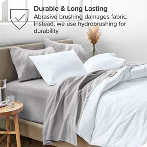 Light Grey Luxury Ultra-Soft Microfiber <strong>Double</strong> Brushed <strong>Deep</strong> Pockets <strong>Sheets</strong> Easy <strong>Fit</strong> 4 Piece Pillowcase Home Queen Bed <strong>Sheet</strong> Set - Product Image 5
