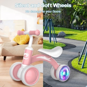 Juguetes de bicicleta de equilibrio para bebés con iluminación colorida, bicicleta de equilibrio para niños pequeños, sin pedal, 4 ruedas silenciosas y asiento suave, primer paseo preescolar - Product Image 6