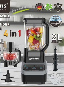 เครื่องปั่นอเนกประสงค์ Hoffmans 4 in 1 รุ่น Commercial 2000W พร้อมโถปั่นขนาด 2 ลิตร ทนทาน ไม่แตกหัก  พร้อมเครื่องบดเนื้อ 1800 มล. ระบบ Auto IQ กำลังสูงพิเศษ สำหรับใช้งานในแอฟริกา - Product Image 4