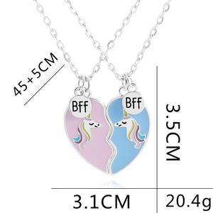 Vente chaude 2 pièces demi-coeur BFF collier meilleur ami collier pour cadeaux d'anniversaire d'amitié - Product Image 2