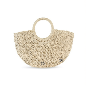 Grande Borsa Semirotonda in Carta Intrecciata 42x30Cm, Borsa da Spiaggia a Mano - Product Image 2