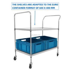 Chariot de service de restauration en acier inoxydable commercial réglable en hauteur - Product Image 2