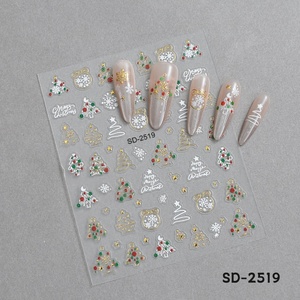 Christmas Nail <b>Stickers</b> Embossed <b>3D</b> Hot Selling Christmas Tree Snowflake Deer Wearing Nail Decorations - Product Image 4