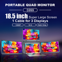 Moniteur Tendance 2026 – Écran Quadruple 18,5 Pouces, Connexion Un Seul Câble, Pliable, Certifié, Extension Triple Écran pour Professionnels