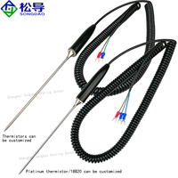 Sensor suhu tipe penyisipan, Probe suhu tipe penyisipan runcing, termokopel tipe-k genggam, Termistor Pt100
