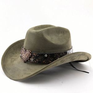 Sombrero Vaquero Occidental de Ante Vegano, Moderno y Elegante, con Cinturón Ancho, Tendencia Otoño-Invierno 2025 - Product Image 3