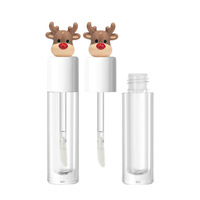 Tubes de brillant à lèvres de Noël 3 ml transparents vides en matériau AS, emballage de brillant à lèvres avec décoration de chapeau de Père Noël