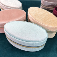 Boîte à bijoux ovale en velours personnalisée en gros, petite boîte à bagues portable en cuir PU avec logo personnalisé pour le rangement en voyage