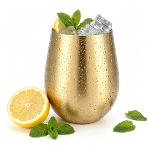Gobelets en or incassables 500 ml 17 oz, verres à vin sans pied en acier inoxydable pour l'extérieur et la maison - Product Image 1