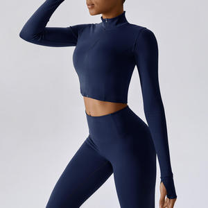 YOKE 2024 Venta caliente Gym Yoga Sets Chaqueta de manga larga Leggings Trajes deportivos Mujeres Seamless Fitness Yoga Set - Product Image 3