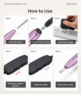 <span class=keywords><strong>MelodySusie</strong></span> Professional Compact PC120B Kit de perceuse à ongles électrique en plastique pour ongles en gel acrylique manucure pédicure polissage maison - Product Image 5
