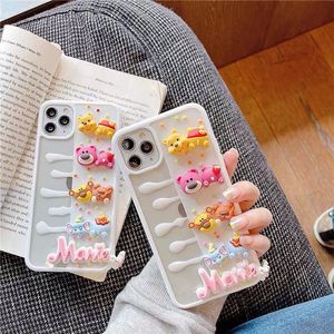 Funda de silicona para iphone 12pro max, molde de silicona suave con dibujos animados de oso, Color caramelo, Animal - Product Image 2