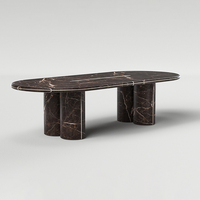 Table à manger en marbre naturel massif Kumusi Furniture Dark_Emperado Brown Marble