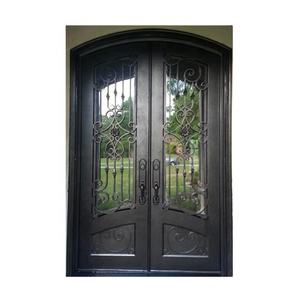 Double porte extérieure avant en acier de luxe avec coupe-feu en verre à motif de fer - Product Image 6