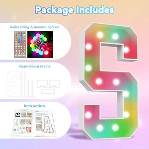 Lettres lumineuses à 34 couleurs changeantes, 4 <span class=keywords><strong>pieds</strong></span> de haut avec télécommande, grandes lettres pour les décorations de fête, de mariage, de remise de diplôme, d'anniversaire - Product Image 4