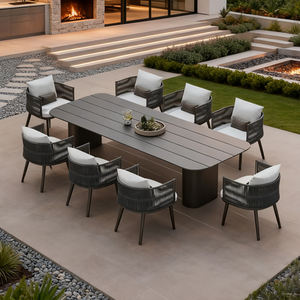 Table et chaise de salle à manger d'extérieur pour hôtel moderne Ensemble de salle à manger d'extérieur villa de luxe Chaise de salle à manger d'extérieur pour patio Ensemble de salle à manger d'extérieur pour hôtel - Product Image 1