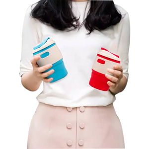 Gobelet en silicone pliable réutilisable de 350 ml, qualité alimentaire, tasse à café pliable pour les voyages et le camping - Product Image 4