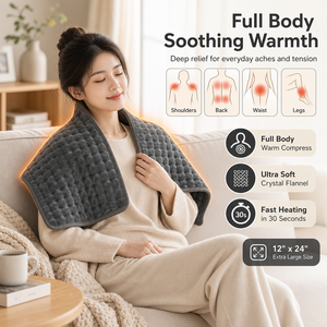High End Customized Dark Gray Coral Fleece Electric Heated <b>Blanket</b> Infrared Heating Pad Quilted Warmth Mat for Waist and Body - Product Image 1