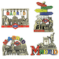 Imán de Refrigerador Personalizado en 3D con Relieve Metálico de Madrid, España, Imán Fuerte de Aleación de Zinc, Recuerdo Turístico