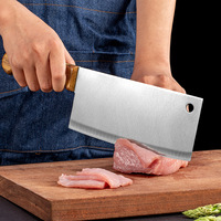 Hachoir à viande en acier inoxydable de style chinois pour la cuisine domestique, idéal pour couper les os et les légumes, style serbe, pour usage professionnel des chefs.