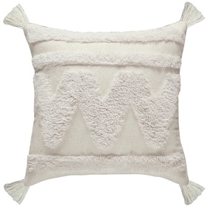Taie d'oreiller blanche, 18x18 pouces, nouveau, style Boho, avec glands, Pom, <span class=keywords><strong>coussin</strong></span> torsadé, tissu en Chenille, couleur crème - Product Image 4