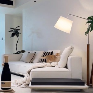 Original Design Vintage Solid Wood Swing Arm Floor Lamp Warm <b>Light</b> LED Home Living Room Bedroom Study - Product Image 2