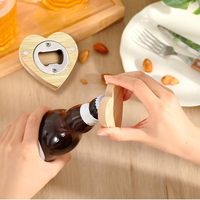 Décapsuleur magnétique 2,5 pouces en bambou en forme de cœur, autocollant de réfrigérateur DIY, cadeau pour les amoureux, invités de mariage, cuisines, bars, fêtes