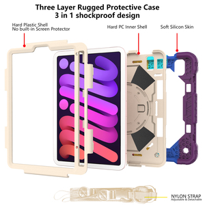 Funda resistente para niños para <span class=keywords><strong>iPad</strong></span> <span class=keywords><strong>Mini</strong></span> 6 8,3 pulgadas/<span class=keywords><strong>Mini</strong></span> 7th Gen 2024 con portalápices correa de hombro de <span class=keywords><strong>mano</strong></span> funda para tableta a prueba de golpes - Product Image 3