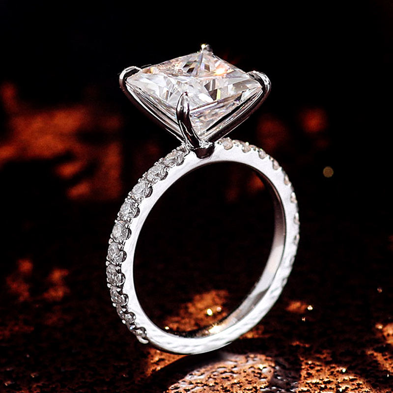 solid 18k white gold moissanite ring