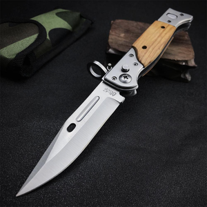 DIY Wood Handle Folding Utility <b>Knife</b> with SK5 Blade Quick-Change Blade System Push Button <b>Safe</b> Blade Sheath Lightweight 3CR13 - Product Image 1