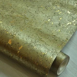 MYWIND Wallcovering gratis sampel emas mewah 100% kayu alami ramah lingkungan bahan dekorasi Interior Cork Wallpaper
