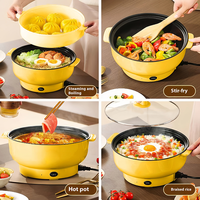 Casserole électrique antiadhésive avec couvercle en verre trempé, pot intérieur amovible, multifonctionnelle, pour cuisson à la vapeur et friture, capacité 2L, 800W, usage domestique