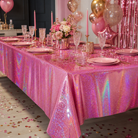 Nappe en PEVA rose bonbon scintillante, imperméable, jetable, rectangulaire, en plastique, pour le dîner de Thanksgiving, les événements et les repas