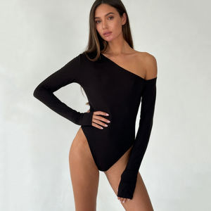 Combinaison longue à manches longues pour femme 2025, dos nu, découpe, épaules dénudées, col asymétrique, tricot extensible, vêtements de yoga, confort, respirant - Product Image 3