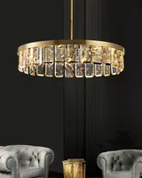XINZHONG Hôtel Villa Projet Led Décoratif De Luxe Or Cristal Rond Hôtel Villa Style Américain B22 Ampoule Base Lustre