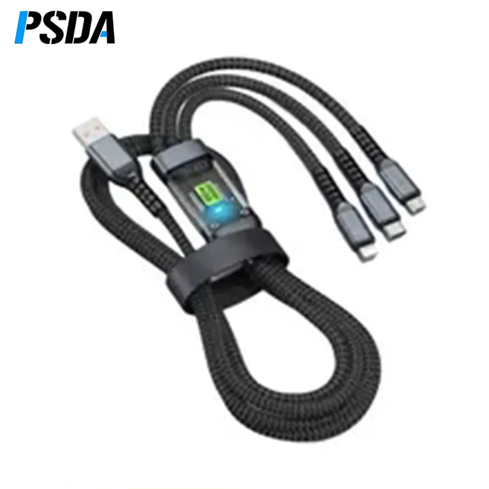 PSDA 3D OEM 3 in 1 USB tip C kablo için şarj aleti kablosu 100W mikro USB tip C Macbook için kablo Samsung Xiaomi