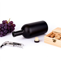 Bouteille en verre pour vodka, rhum, whisky, vin, noir mat, ambré, avec bouchon, 200ml, 375ml, 500ml, 750ml, 1000ml, vente en gros