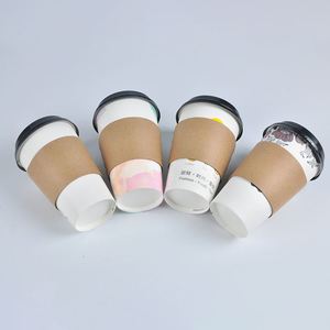 Manchons personnalisés en papier kraft jetables pour gobelets à café, boissons chaudes et froides, whisky, vin, eau minérale, tequila - Product Image 1