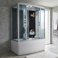 Cabine de douche intelligente anti-rouille avec porte à fermeture douce, cabine de douche connectée pour salle de bain de maison de plage