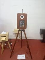Photomaton portable rétro en bois, support triangulaire pliable, idéal pour les fêtes/mariages