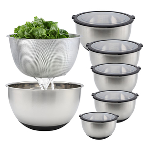 Trộn bát với colander thiết lập nhiều kích cỡ Màu sắc bán buôn tùy chỉnh thép không gỉ trộn bát salad <span class=keywords><strong>Bowl</strong></span> - Product Image 1
